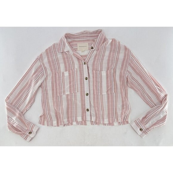 Aeropostale Cropped Striped Long Sleeve Blouse‎ Sz Sm, Boho, Coastal, Beach - Picture 3 of 9